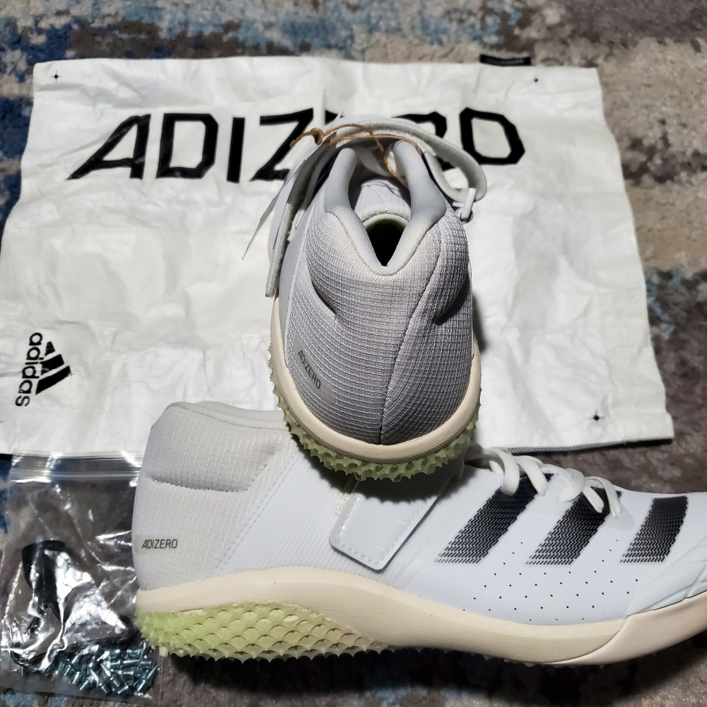 Adidas Adizero Javelin Track Shoes U.S. Size 10.5 Men's White Spikes ID7233. NWT
